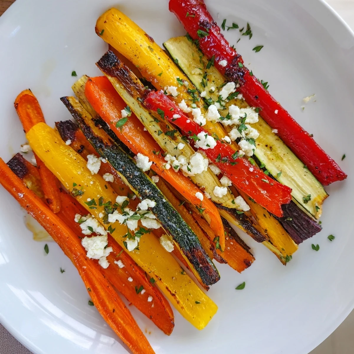 Christmas Sleigh Veggie Rails: Roasted colorful vegetables, arranged as festive sleigh rails, ready to be eaten.