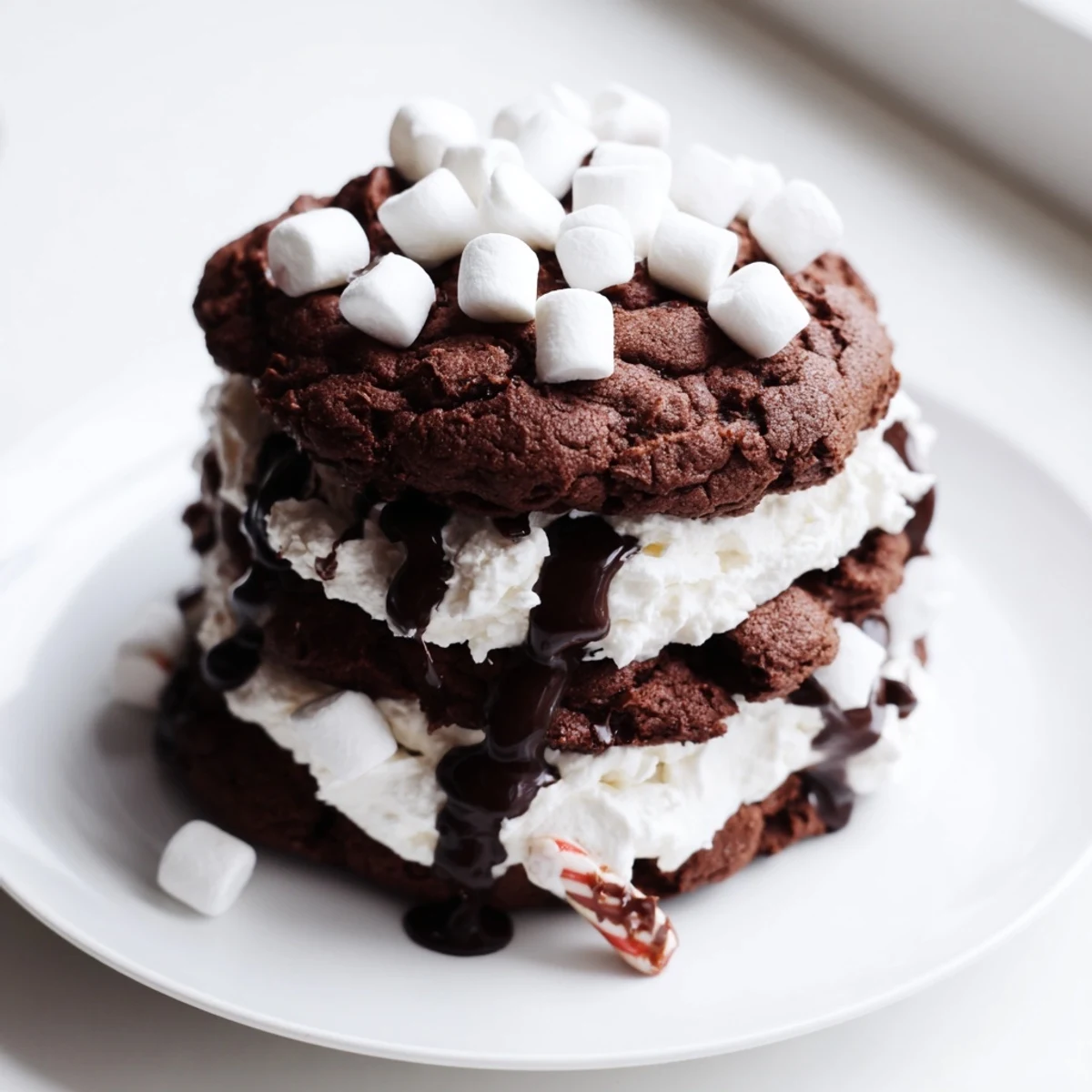 Here are three unique ALT image texts for the Hot Cocoa Mug Cookie Stack recipe: