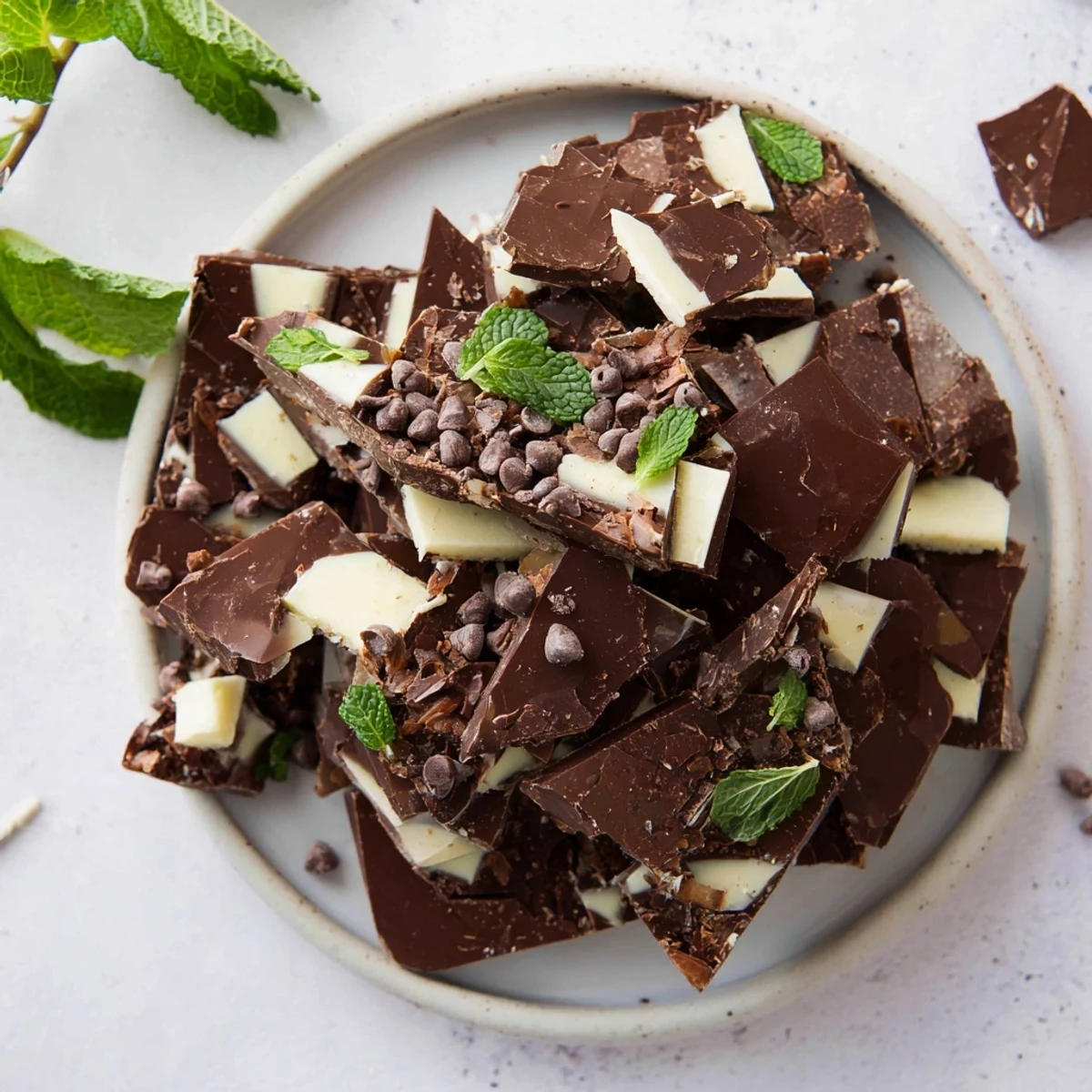 Melted chocolate and crushed peppermint create beautiful, shareable Peppermint Bark Shards on a wooden board.
