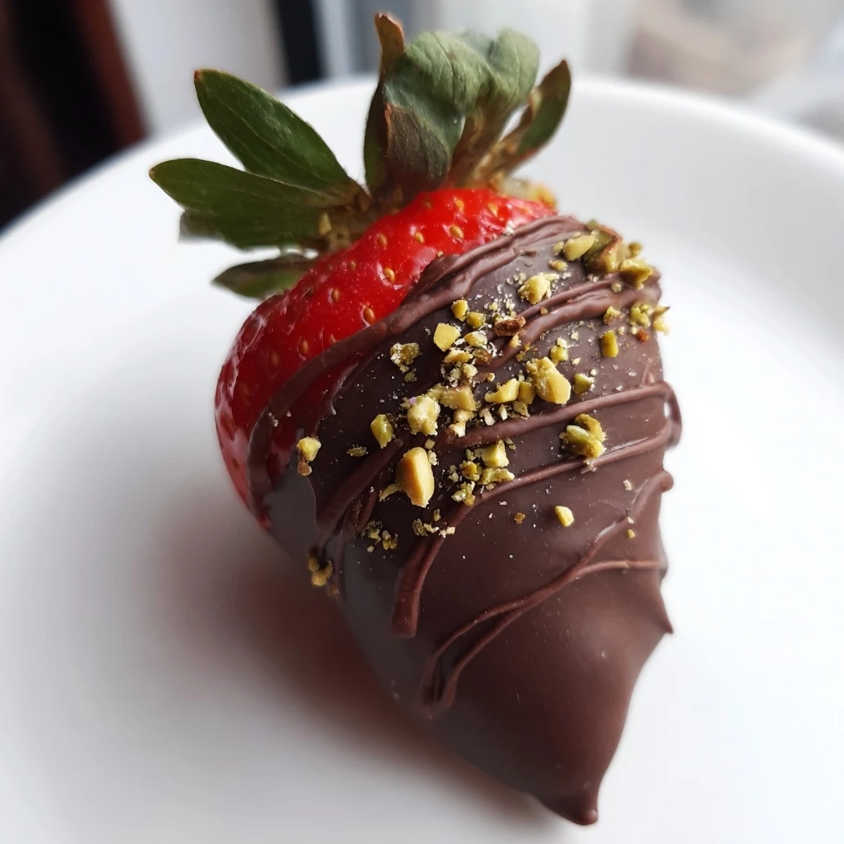 Close-up of vibrant Dark Chocolate Covered Strawberry Dips, perfect for a special treat.
