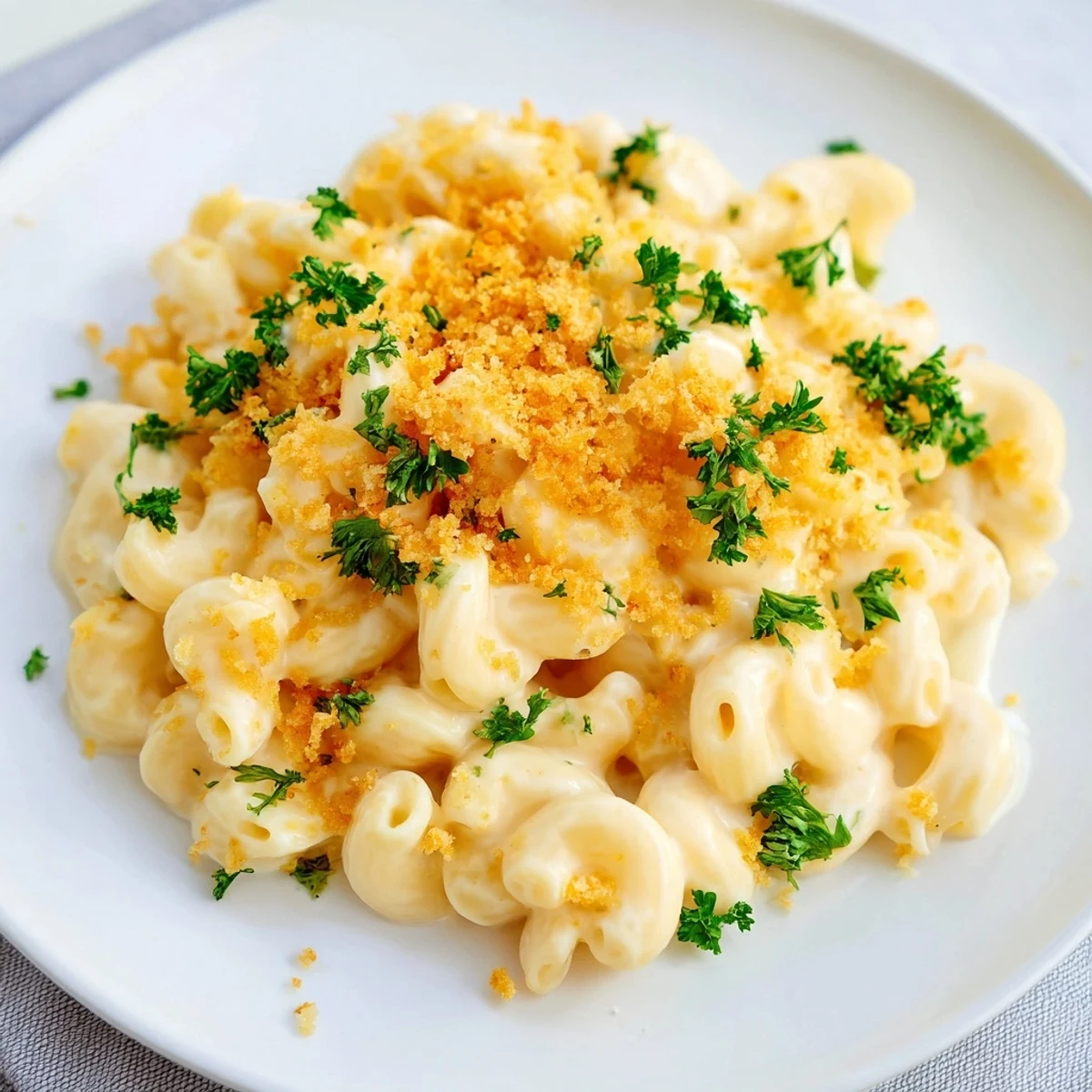 Cottage cheese mac and cheese, a creamy and cheesy comfort food, bubbling hot in a skillet.