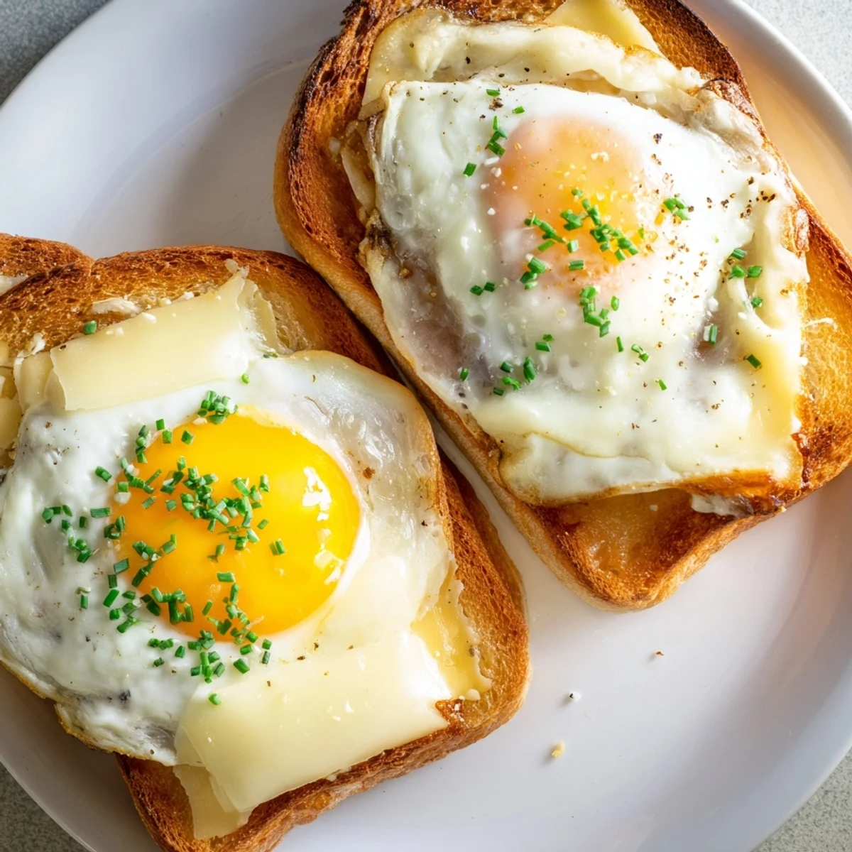 Warm, melty cheddar cheese tops a fresh-made One-Pan Egg Breakfast Sandwich, ready for serving.