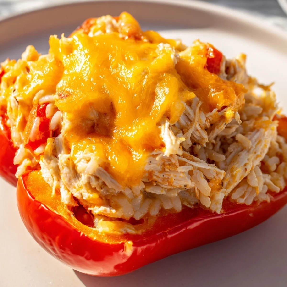 Here are three SEO-optimized ALT image texts for your "Cheesy Chicken Stuffed Peppers" recipe: