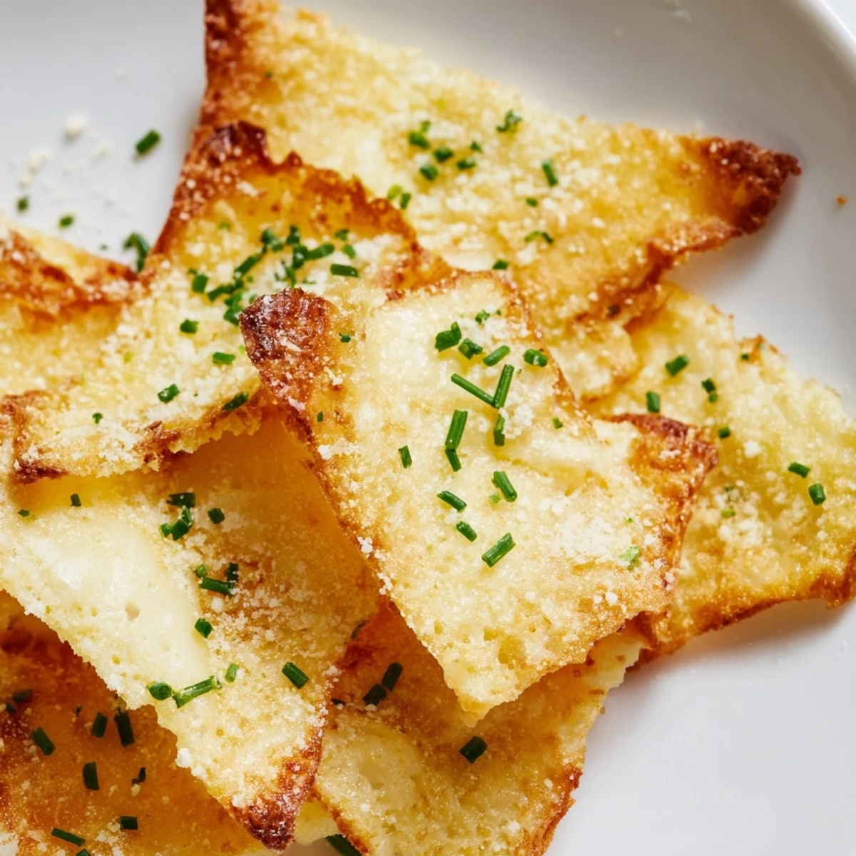 Golden-brown Crispy Cottage Cheese Chips, a savory oven-baked snack, ready to eat.