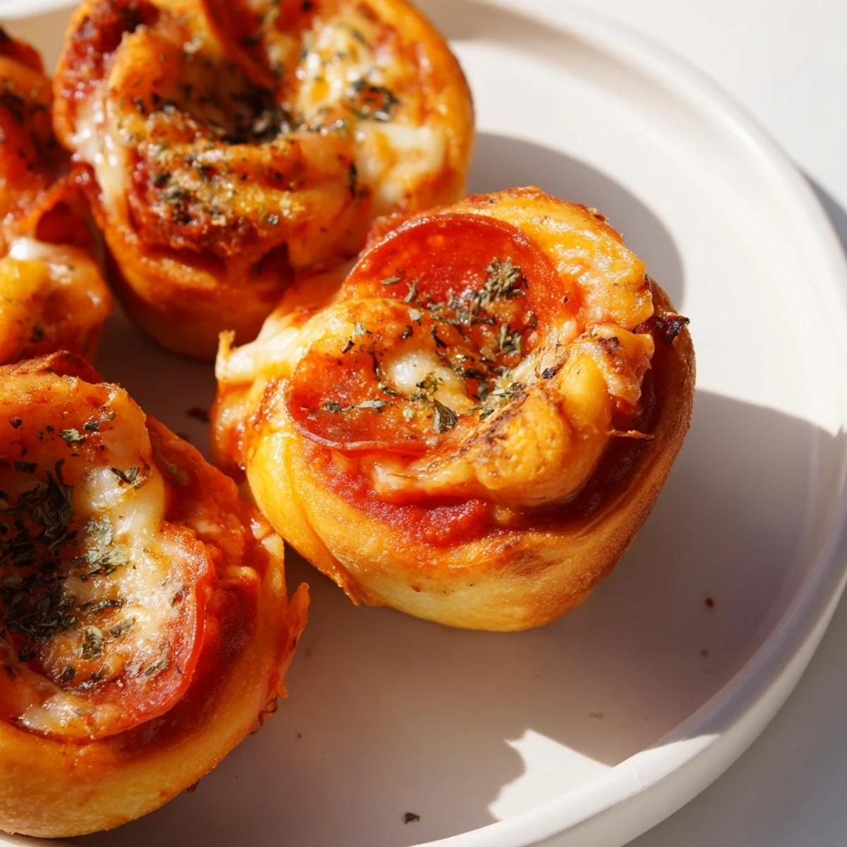 Golden-brown Air Fryer Pizza Rolls, perfect for dipping in warm pizza sauce for a savory snack.