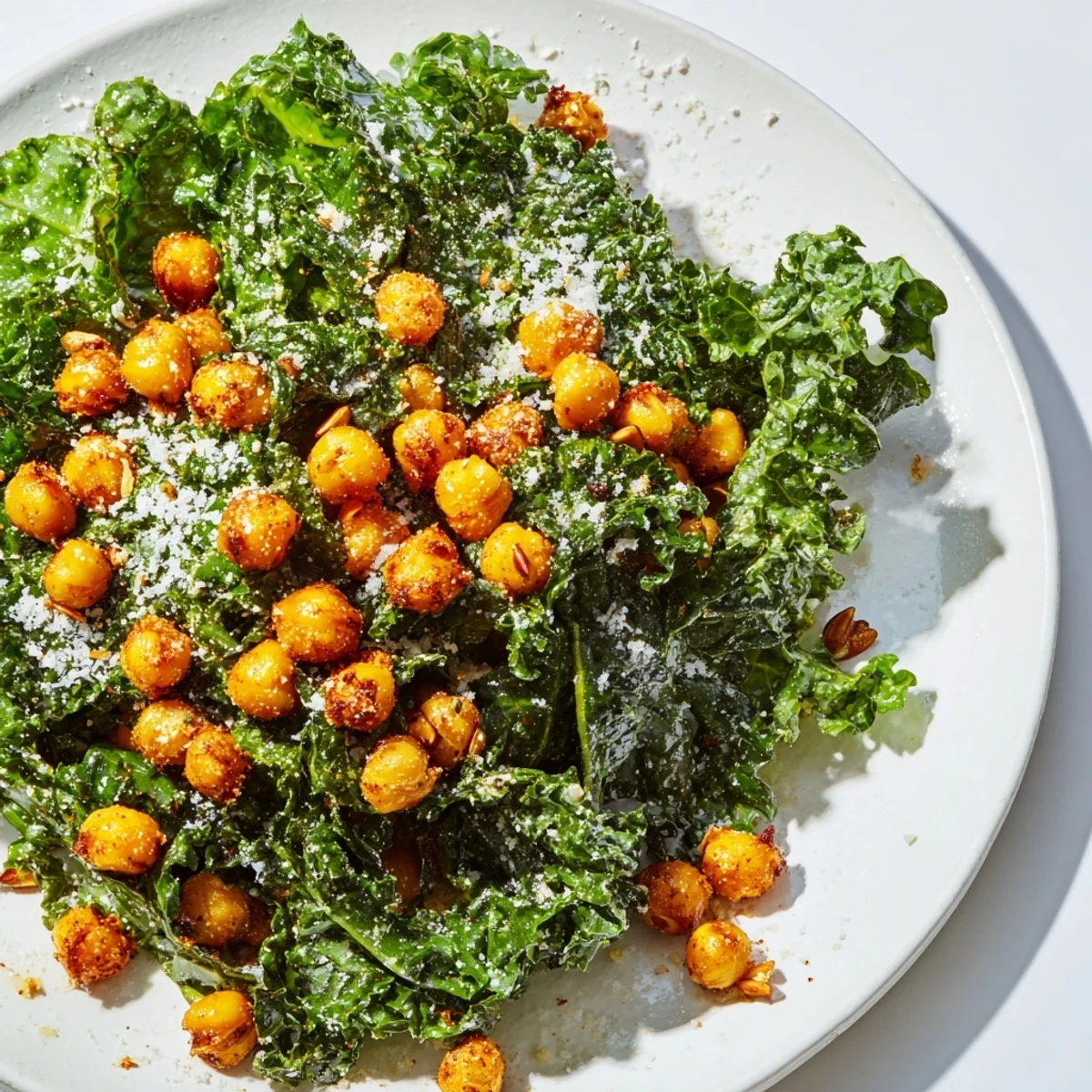 This warm kale salad features crispy chickpeas, creating a textural contrast with tender, massaged greens.