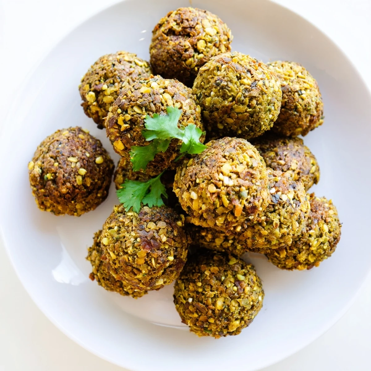 Close-up of freshly fried Levantine falafel balls, showing their textured, delicious, savory exterior.