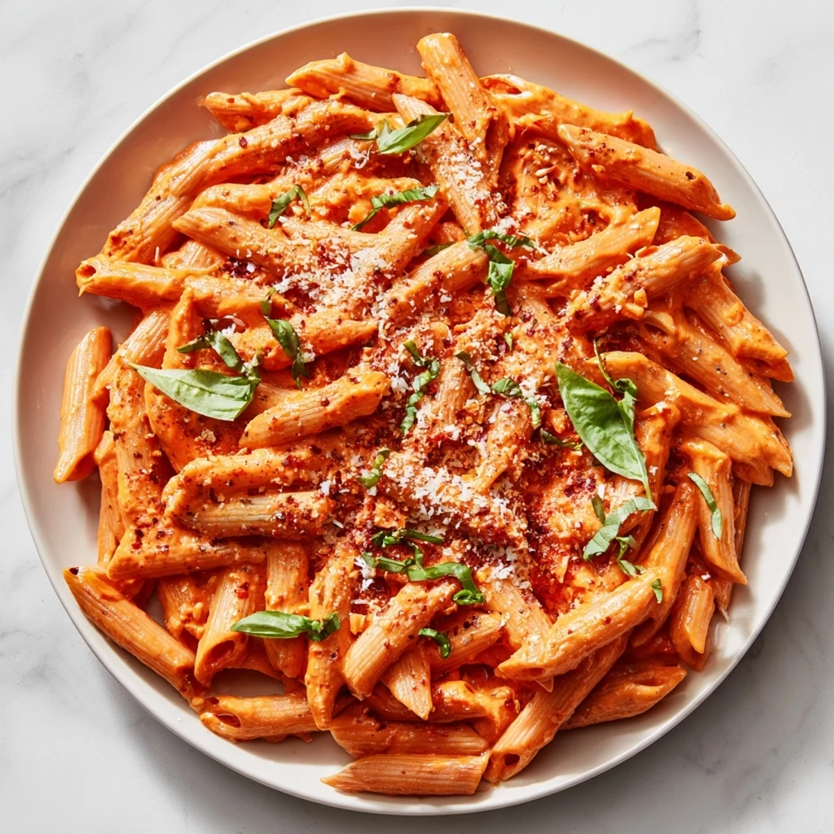 Here are the 3 ALT texts for the "Creamy Roasted Red Pepper Pasta" recipe: