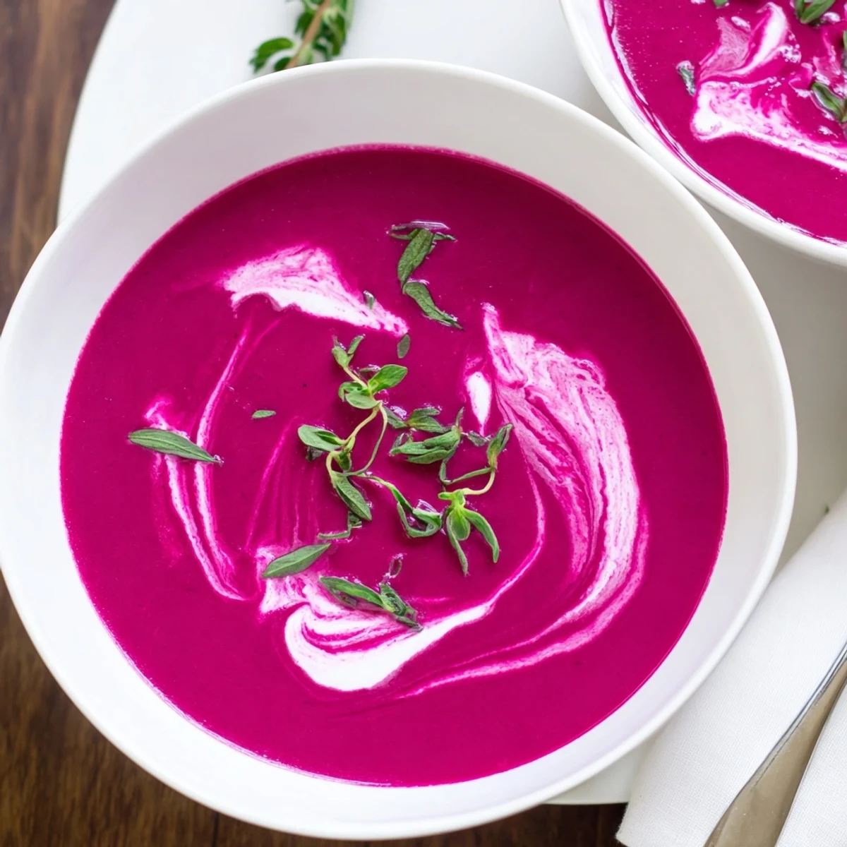 Soupe de betteraves rôties parfumée à l’ail et au citron, avec une texture veloutée, idéale en plat léger pour les soirées d’automne.