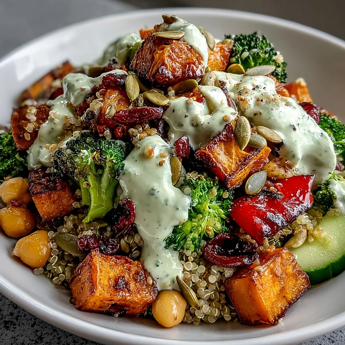 Énergique plat préparé pour la semaine, avec quinoa coloré, légumes rôtis et frais.