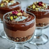 Délicieuses tasses de cheesecake au chocolat de Dubaï, crémeuses et parfumées.