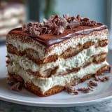 Un dessert Hojicha tiramisu tentant, recouvert de poudre de thé grillé pour une finition parfaite.