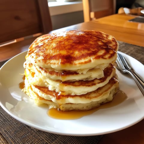 Une assiette de pancakes sur une table.