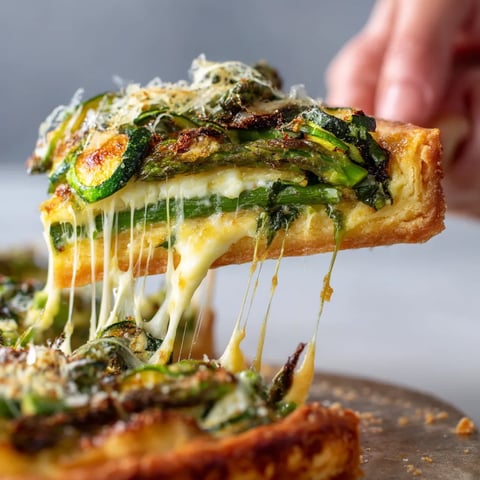 Une pizza avec des légumes verts et des herbes.