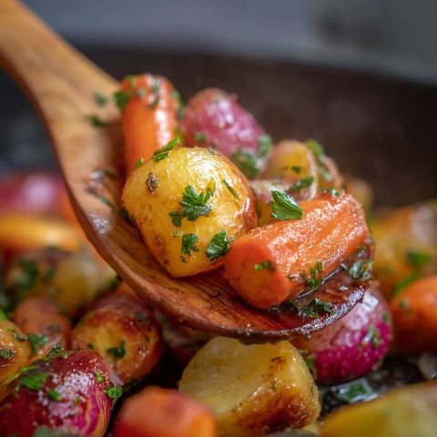 Une cuillère de carottes et de pommes de terre.