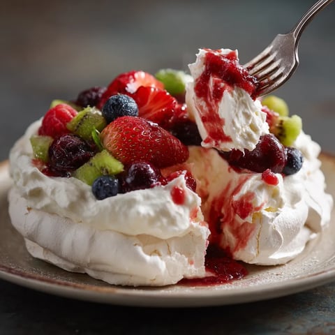 Une portion de crème brûlée avec des fruits rouges et bleus.