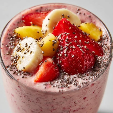 Un smoothie avec des fruits et des graines.