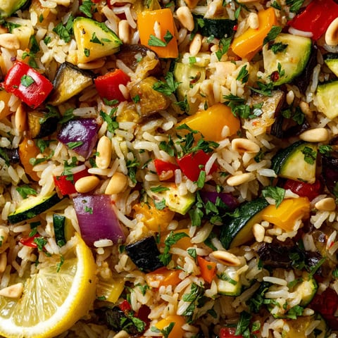 Une assortiment de légumes et de grains de riz cuits dans un plat.