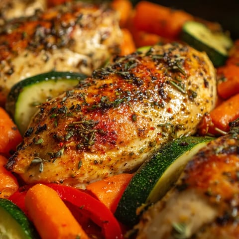 Des chicken breasts baignés dans une marinade et cuits au four.