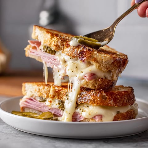 Une image de sandwichs croque-raclette au jambon cru.