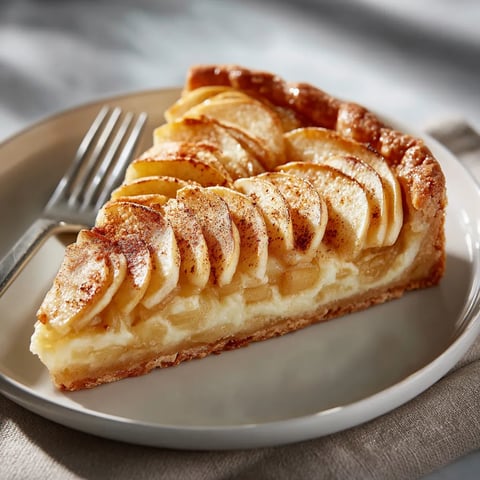 Une tarte aux pommes rustique allégée sur un plateau.