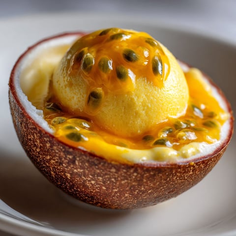 A dessert made from a passion fruit.