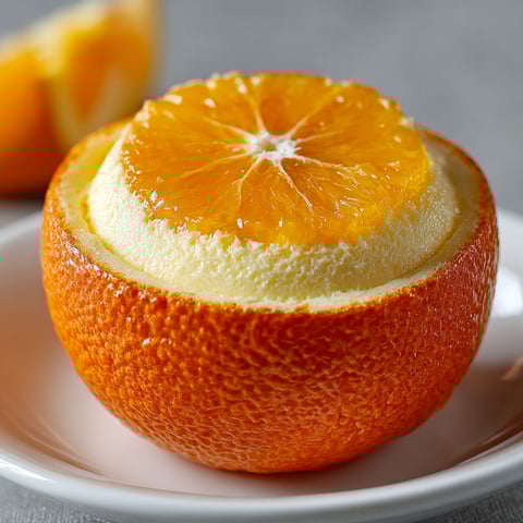 A slice of orange on a plate.
