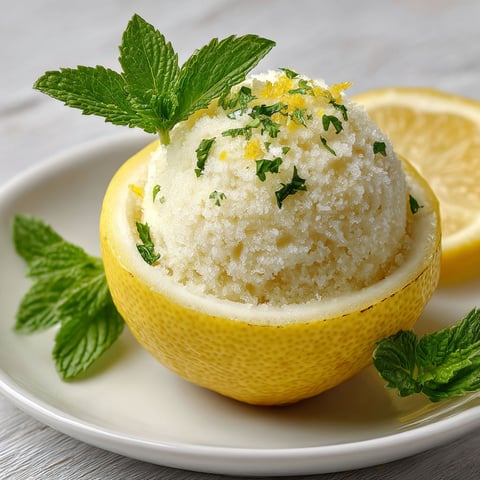 A bowl of rice with lemon and mint.