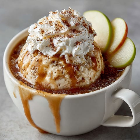 A cup of ice cream with cinnamon and apple cider.
