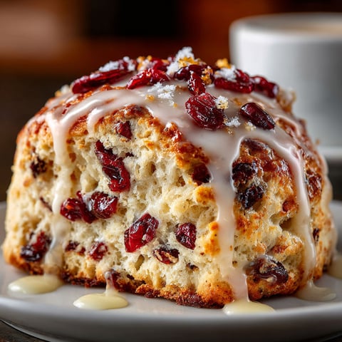 Cherry-Coded Cranberry Orange Scones with Glaze