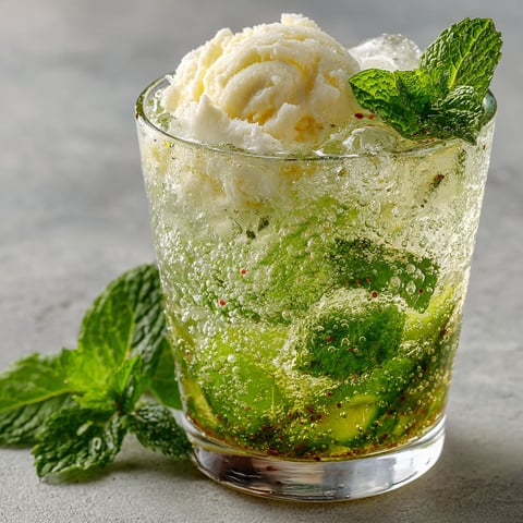 A glass of Diabolo Menthe Float.