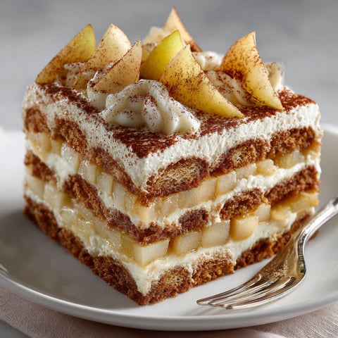 A slice of eggless pear-cinnamon "Phantom" tiramisu.