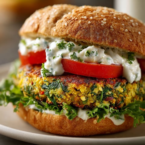 A veggie burger with spinach and feta on a bun.
