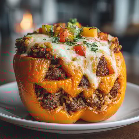 A stuffed pepper with rice and beef filling.