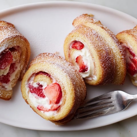 Roulés de brioche aux fraises, dorés et délicieusement sucrés, parfaits pour le brunch.