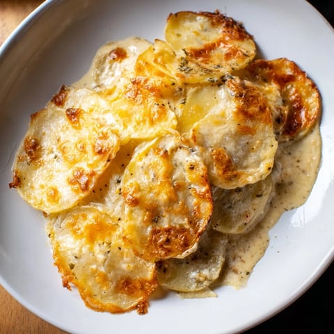 Creamy Potato Gratin, a comforting side dish with bubbling cheese, ready to serve.
