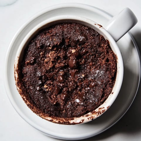 A steaming chocolate mug cake fresh from the microwave, ready for a quick dessert.