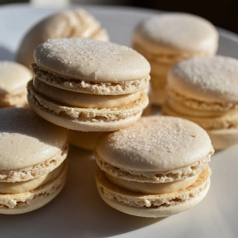 Golden-brown Budget Gingerbread Macarons, perfect holiday treats, stacked and ready to eat.