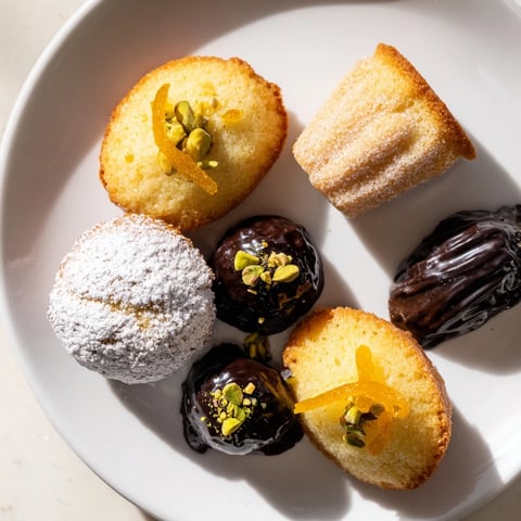 Une plaque garnie de Mignardises Bonne Année 2026, petites douceurs françaises pour une dégustation festive.