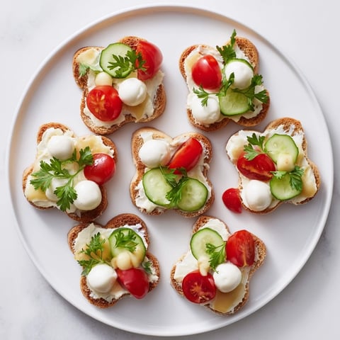 Golden, crispy elf shoe toast bites arranged on a festive brunch board, ready to be topped.