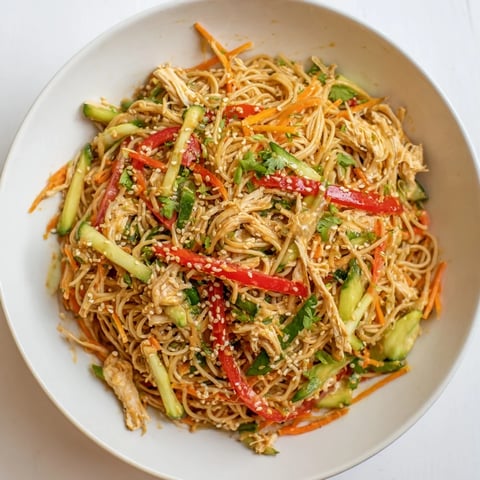 Chilled Chicken Noodle Salad: A vibrant photo showing fresh ingredients ready for this cool Asian-inspired meal.