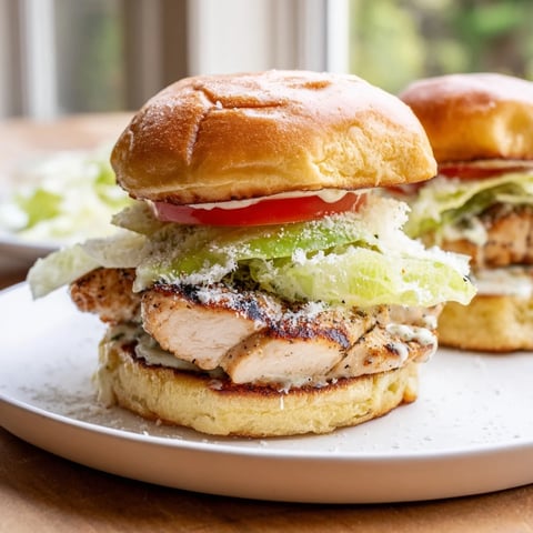 Here are the three ALT text descriptions for the Caesar Chicken Sandwich image: