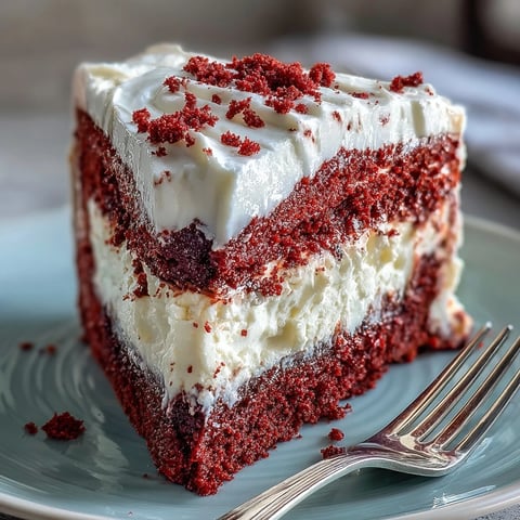 Magnifique Red Velvet Cheesecake, riche et aérien, prêt à être savouré.