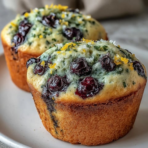 De délicieux Vegan Blueberry Lemon Protein Muffins sortant du four avec une texture moelleuse et des éclats de myrtilles visibles.