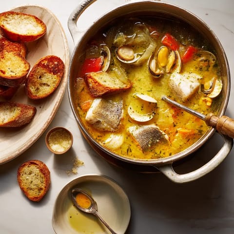 Une soupe chaude avec des boulettes de viande et des légumes.