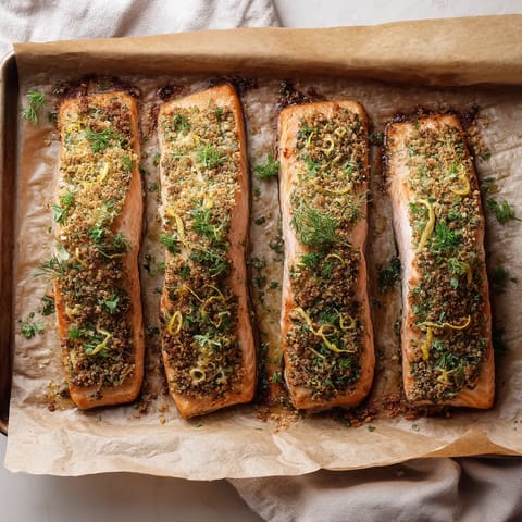 Quatre filets de saumon sur une feuille de papier.