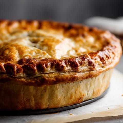 Une tarte au chocolat sur un plateau.