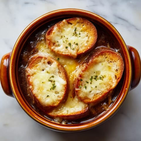 Une assiette contenant des tranches de pain et une soupe.