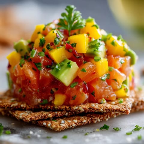 Une assiette de salsa avec des légumes et des fruits.