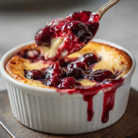 Une cuillère en plastique est utilisée pour prendre une portion de dessert dans un bol.